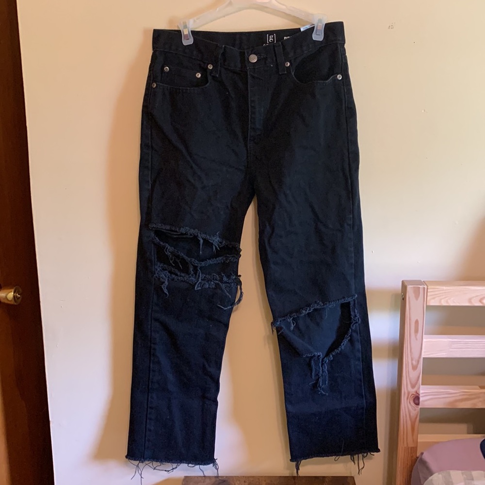 Distressed Black High Waisted Pants